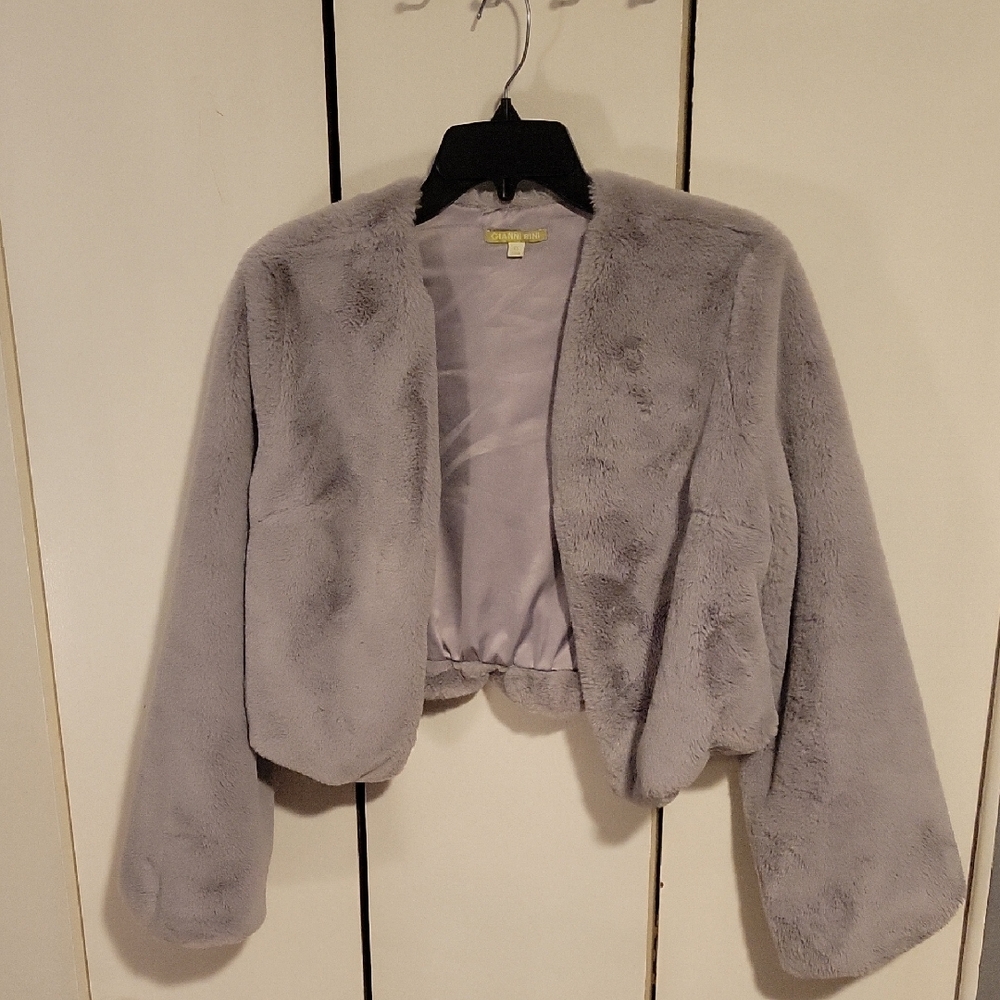 Gianni Bini Faux Fur Cropped Open Front Jacket